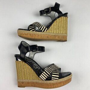 Sam Edleman Sandals Women's Size 8 Clay Wedge Striped